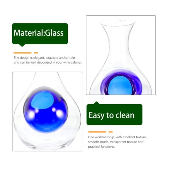 Japanese Cold Sake,Wine, or Liquor Glass 14 oz Bottle Blue Decanter Collection - Picture 10 of 11